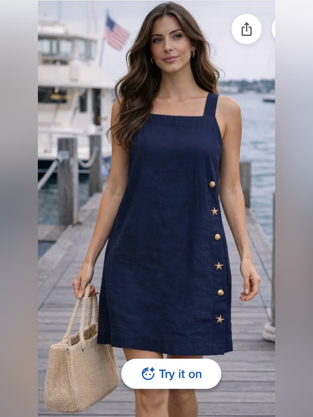 Cynthia Rowley Navy Sleeveless Button-Accent Mini Dress size:S